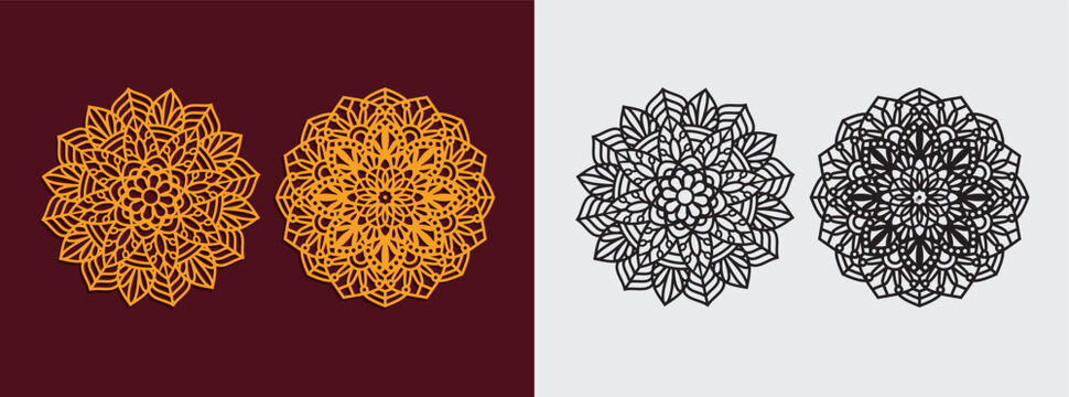 mandala art pattern vector template design for paper cutting, greeting card, sublimation printing and more