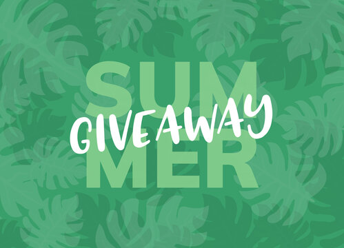 Giveaway summer vector background. Give away freebie contest summer tropical design