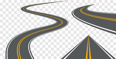 Vector road way winding journey highway illustration. Asphalt street path isolated road © kolonko