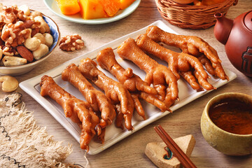 Marinated chicken feet on a plate