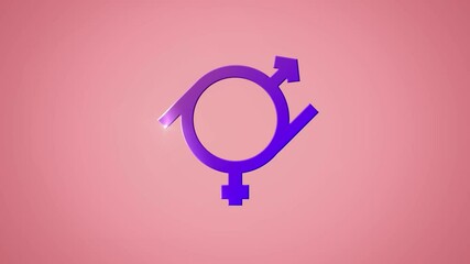Animation of purple gender fluid symbol on pink background