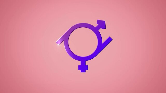 Animation of purple gender fluid symbol on pink background