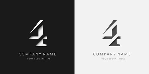 4 logo modern broken design serif number - obrazy, fototapety, plakaty