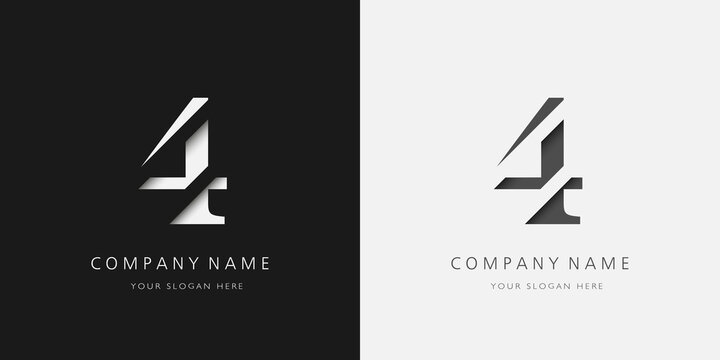 4 logo modern broken design serif number