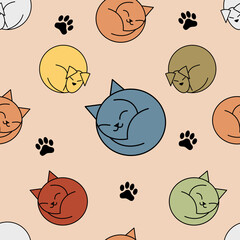 Sleeping cats and dogs repeat pattern