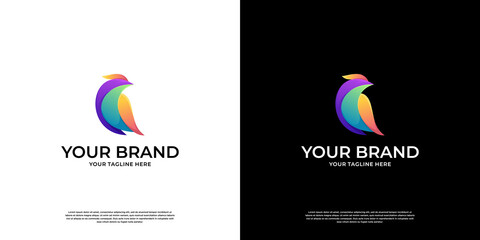 Modern bird logo with colorful gradient design for branding