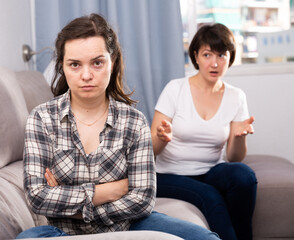 Home quarrel between friends woman. High quality photo