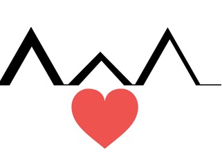 red heart with ecg graph icon logo symbol illustration design