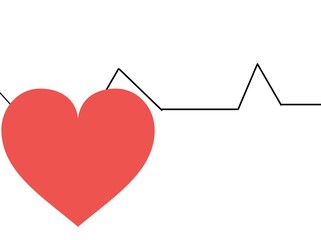 red heart with ecg graph on white backround symbol icon logo illustration .
