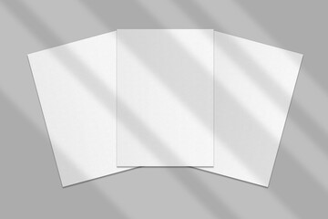 Realistic blank flyer brochure for mockup. Paper or poster illustration. 3D Render.