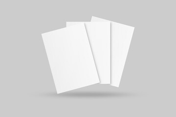 Realistic blank flyer brochure for mockup. Paper or poster illustration. 3D Render.