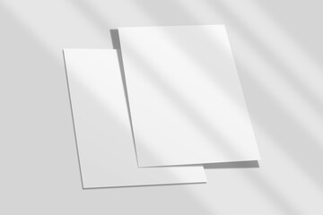 Realistic blank flyer brochure for mockup. Paper or poster illustration. 3D Render.