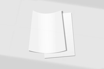 Realistic blank flyer brochure for mockup. Paper or poster illustration. 3D Render.