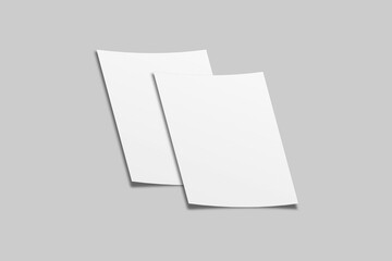 Realistic blank flyer brochure for mockup. Paper or poster illustration. 3D Render.