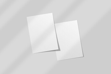 Realistic blank flyer brochure for mockup. Paper or poster illustration. 3D Render.