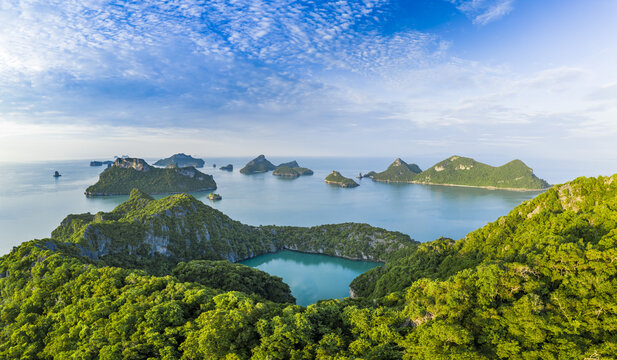 Angthong National Marine Park, Thailand islands natural background sea land beach sky water ocean Gulf of Thailand no people copy space yachting yacht sail boat sailing adventure escape drone aerial