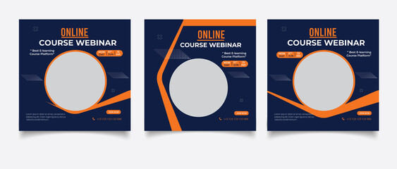 Online course webinar classroom live streaming and corporate social media template