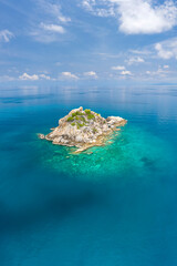Shark Island Dive Site Koh Tao Thailand Ko Tao Thai Beach drone aerial uav landscape reveal island...