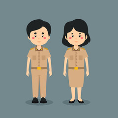 Couple Character Wearing Government Employees Uniform