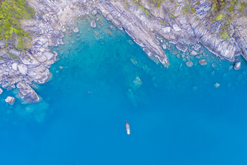 Koh Tao Thailand Ko Tao Thai beach sea ocean drone aerial uav altitude high view perspective no...