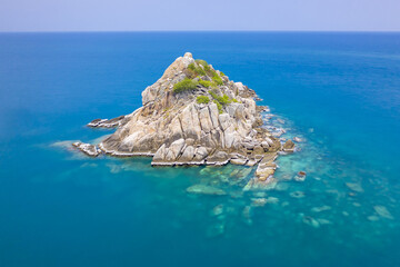 Shark Island Dive Site Koh Tao Thailand Ko Tao Thai Beach drone aerial uav landscape reveal island living ariel view copy space no people scuba diving site dive industry tourism