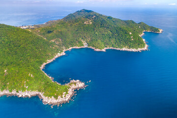 Fototapeta na wymiar View of Koh Tao Thailand with copy space and no people South East Asia Drone Aerial UAV