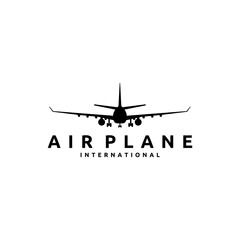 Aircraft or Airplane Icon, Flat Minimal Vector Silhouette on White Background