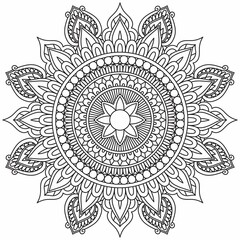 Circular Pattern Mandala Zentangle Henna Mehndi Tattoo, Decoration Circle Vector Clipart Floral Flower Decorative Ethnic Oriental Style Coloring Book Page Illustration Ornamental Ornament