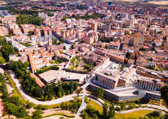Fototapeta na wymiar Panoramic view from the drone on the city Guadalajara. Spain