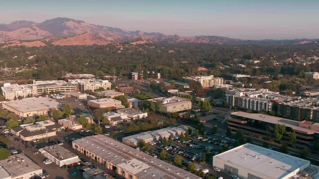 Aerial: Walnut Creek and Mt Diablo, California, USA