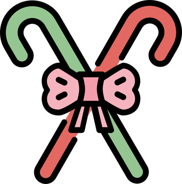 Candy Cane Color Outline Icon