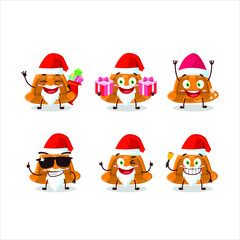 Santa Claus emoticons with orange pudding with cerry cartoon character. Vector illustration