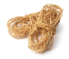 Obraz premium bunch of dried vetiver roots isolated on white background