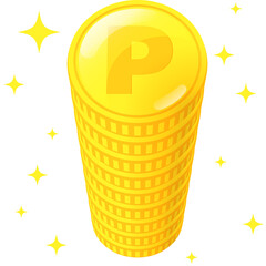 積み上げられたコイン(ポイント)のイラスト素材(ベクター)