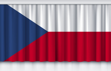 Flag of Czech Republic on silk curtain, stage performance event ceremony show illustration