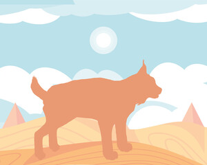 silhouette lynx in landscape