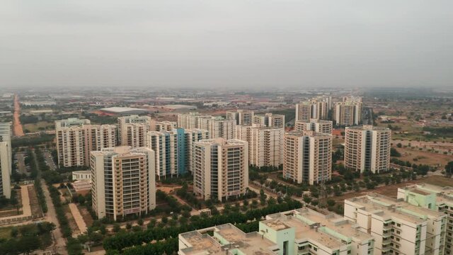 Travelling front, drone, Centrality of Zango, Luanda, Angola, Africa, 2