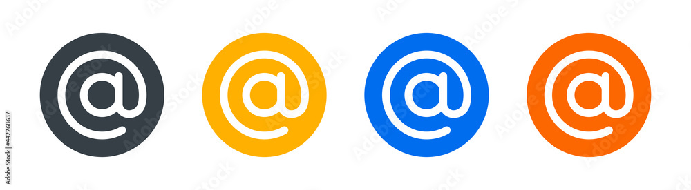 Poster @ button sign. containing at, address sign, arobase, arroba and email address icon vector illustrati