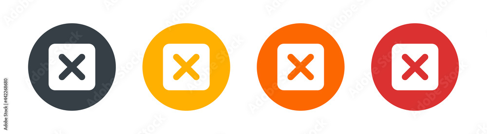 Aufkleber close or delete button set. vector illustration