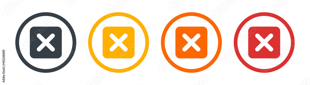 Aufkleber cross mark button symbol of close, cancel, delete and error icon vector illustration.