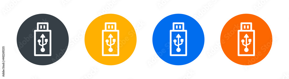 Poster usb flash drive icon. digital flash stick flat design isolated on white background.