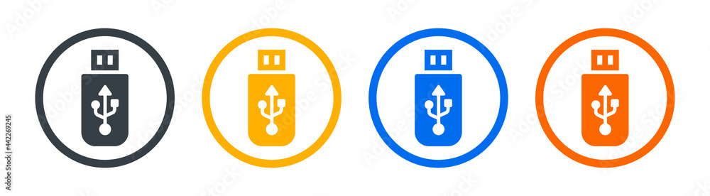 Poster Usb memory stick icons set. Data storage symbol vector illustration