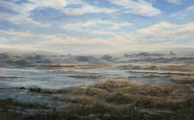 landscape with lake and mountains