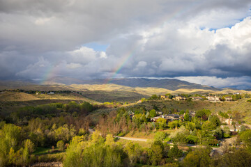 Naklejka premium Boise Idaho skyline in Spring. View from Camels Back Park.