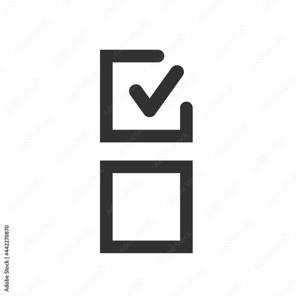 Poster linear check icon. approved symbol. ok icon. check button sign. tick icon. checkpoint. linear style 