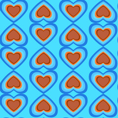 Blue and brown hearts seamless pattern. Vector illustration