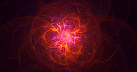 3D rendering abstract red fractal light background