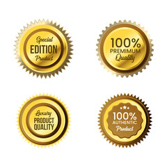 Luxury golden flat badges set premium quality label seal stamp