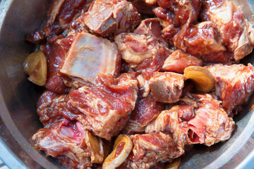 Fresh Pork Ribs in Marinating