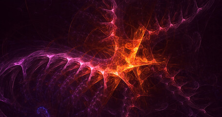 3D rendering abstract red fractal light background